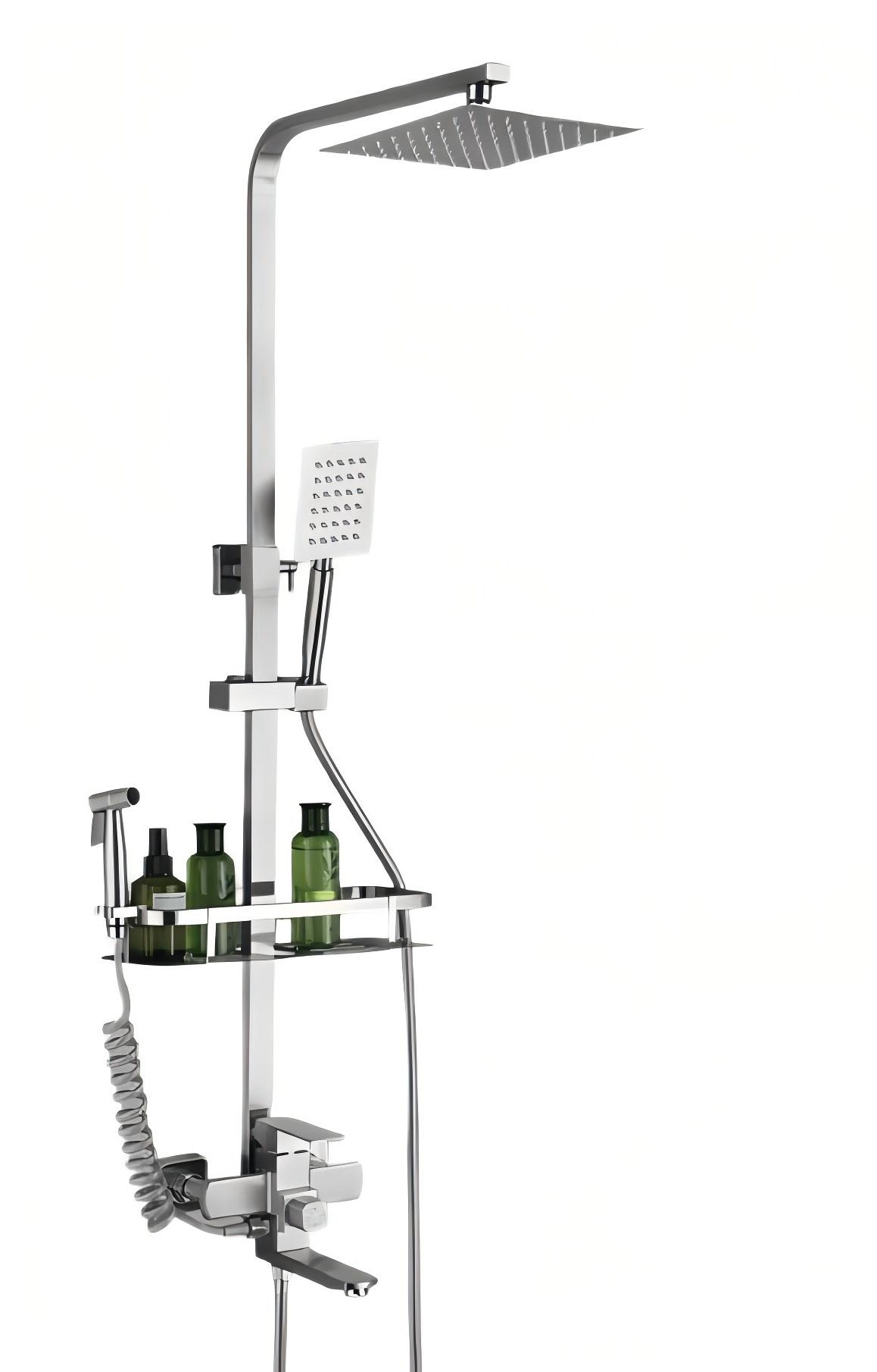 S003 square shelf shower set