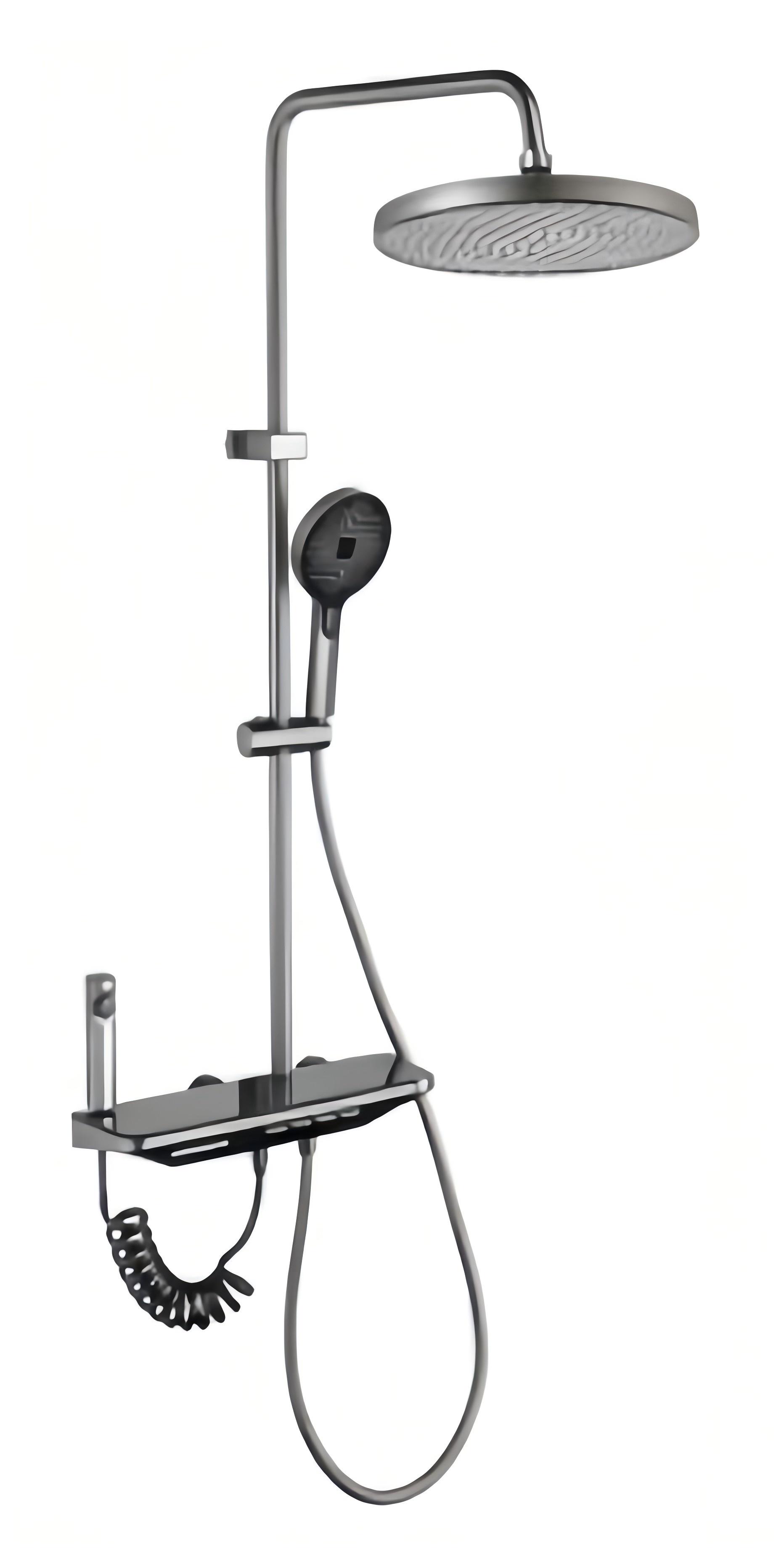 S010 black shelf shower set